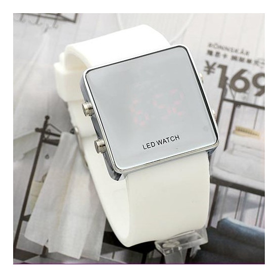 LED часовник адидас - бял огледален