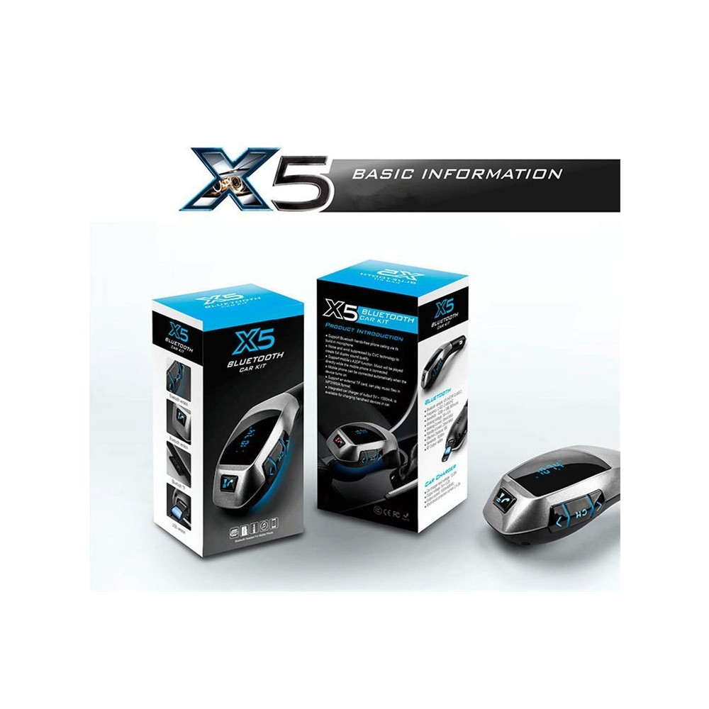Стилен Bluetooth трансмитер за автомобил с високоговорител X5