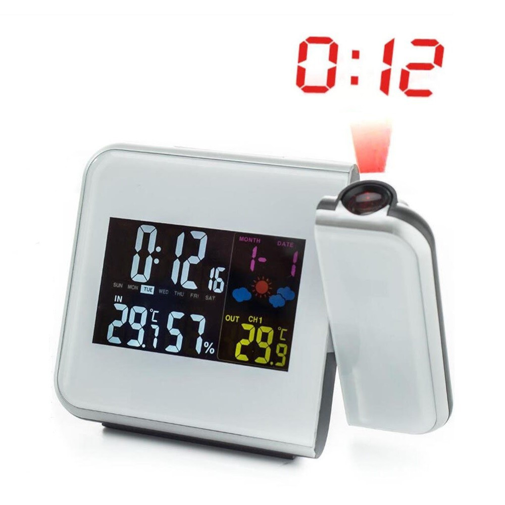 Прожекционен часовник на час и температура