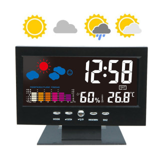 Настолен часовник с термометър, аларма, влагомер, метеостанция