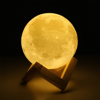 3D лампа със стойка Луна с активиране чрез почукване - 1