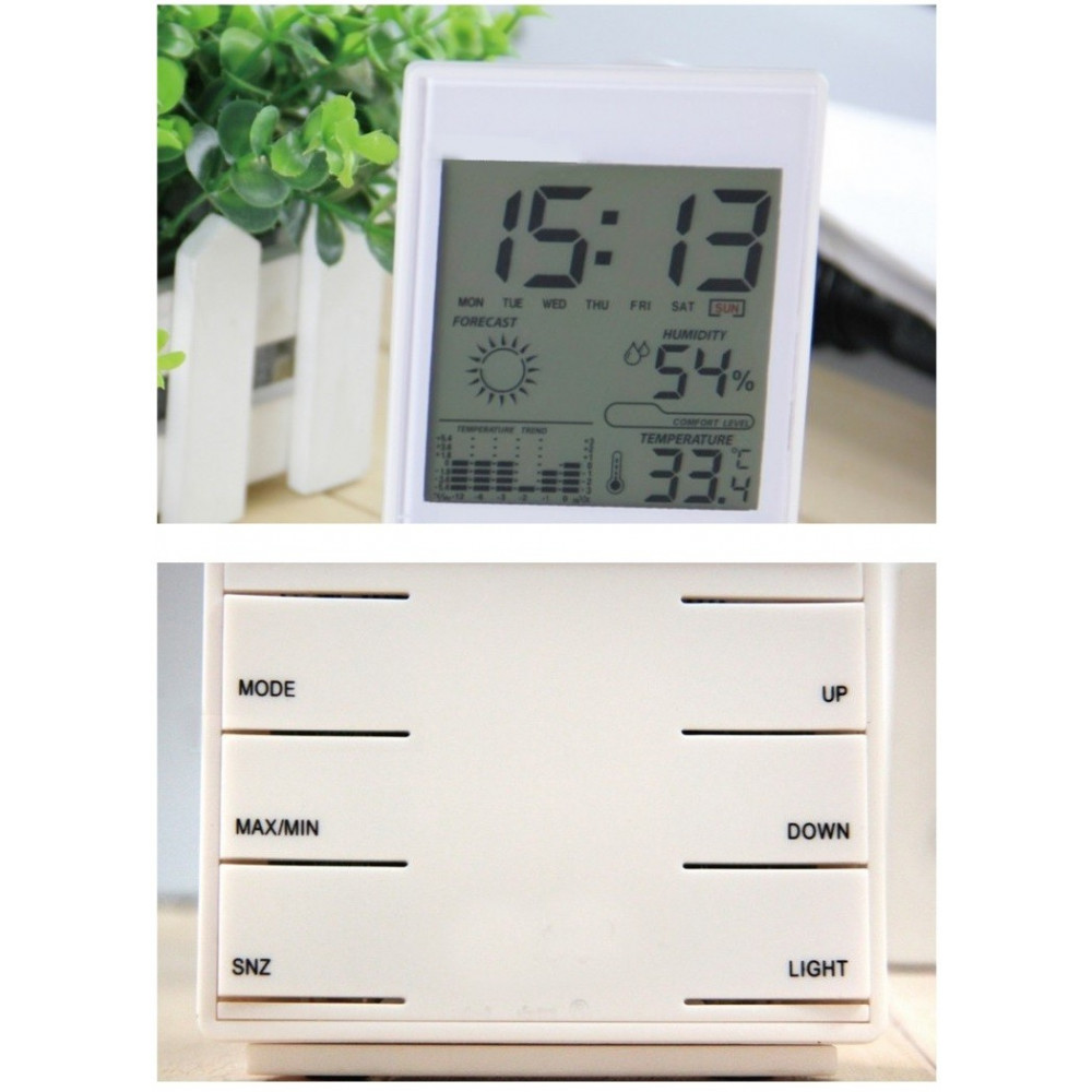 Настолен LCD дигитален часовник с термометър,влагомер и календар - 5