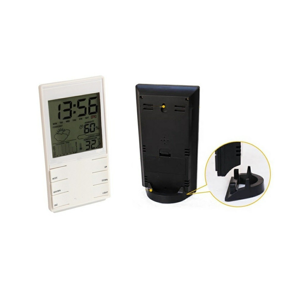 Настолен LCD дигитален часовник с термометър,влагомер и календар - 4