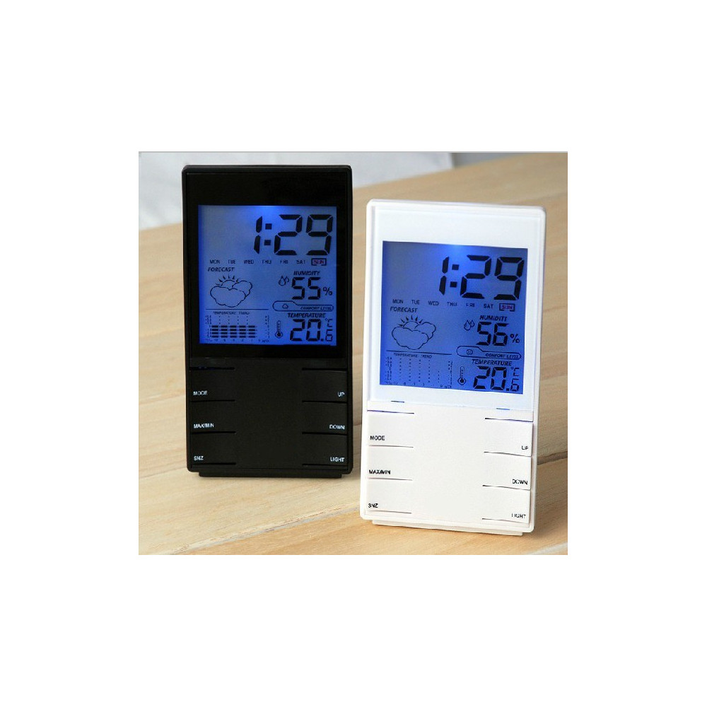 Настолен LCD дигитален часовник с термометър,влагомер и календар - 1