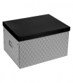 Кутия за съхранение с капак - черно-бяла 40x30x20