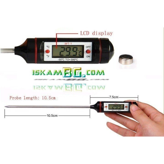 Дигитален термометър със сонда LCD екран 