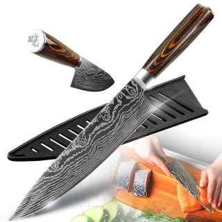8" кухненски нож от дамаска стомана с подаръчна кутия - 1