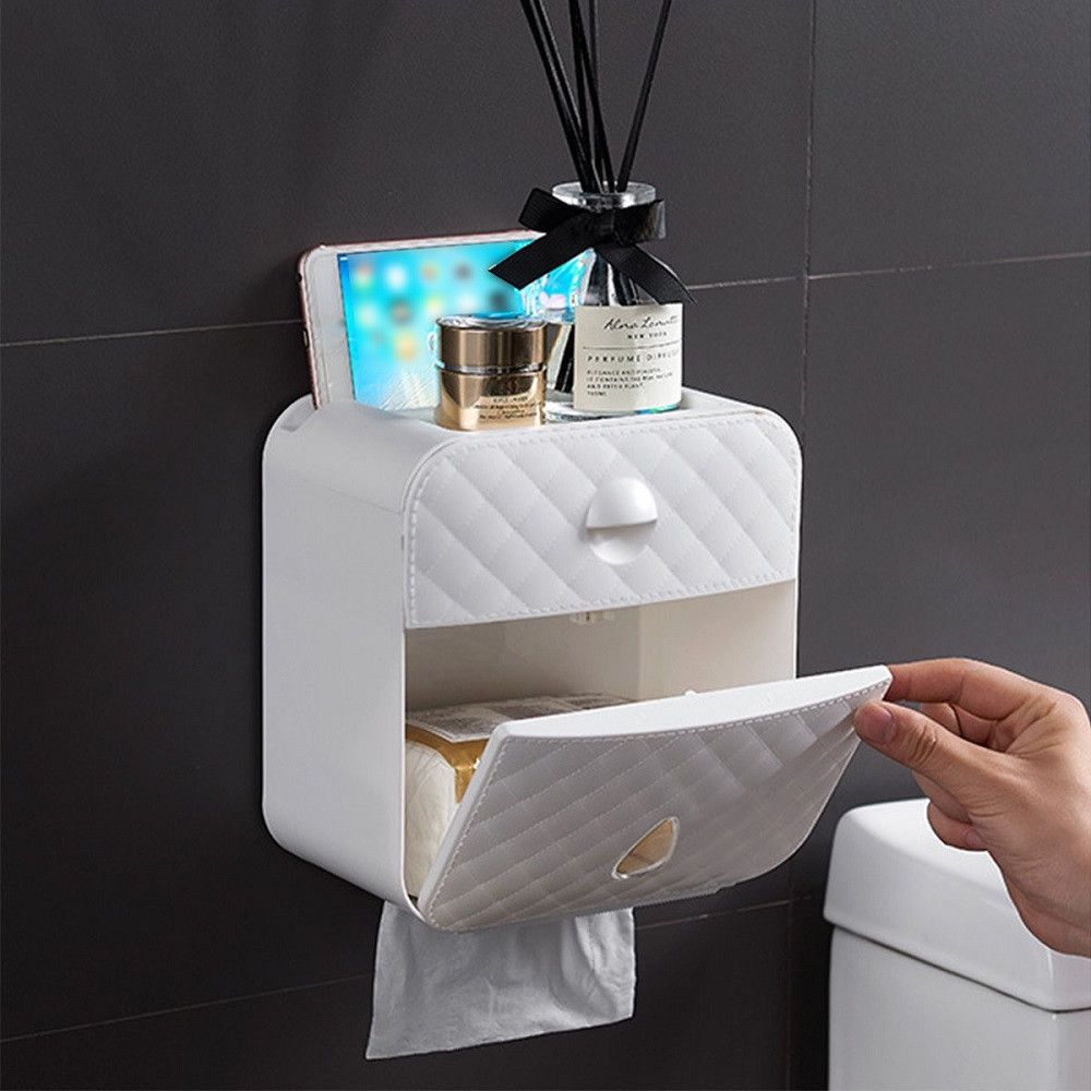 Водоустойчива поставка за тоалетна хартия с рафт и чекмедже - 5