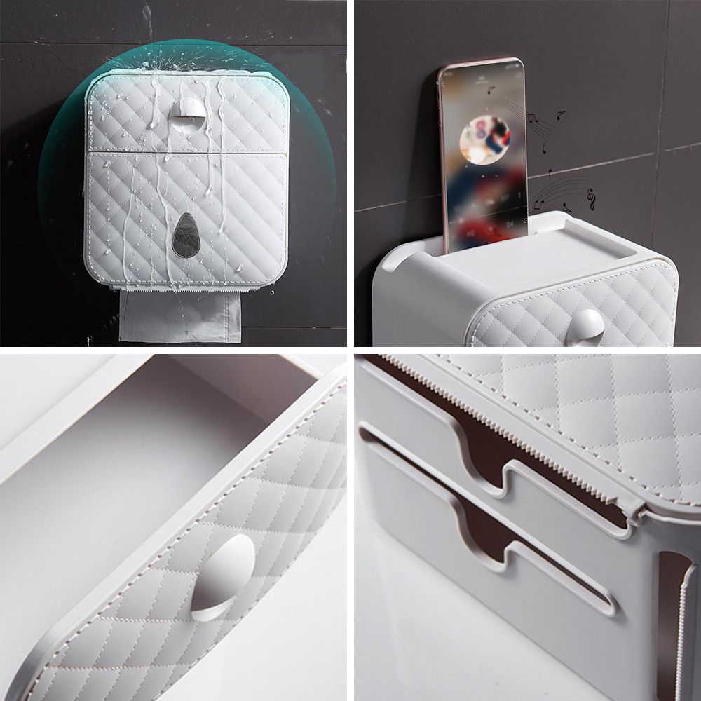 Водоустойчива поставка за тоалетна хартия с рафт и чекмедже - 8