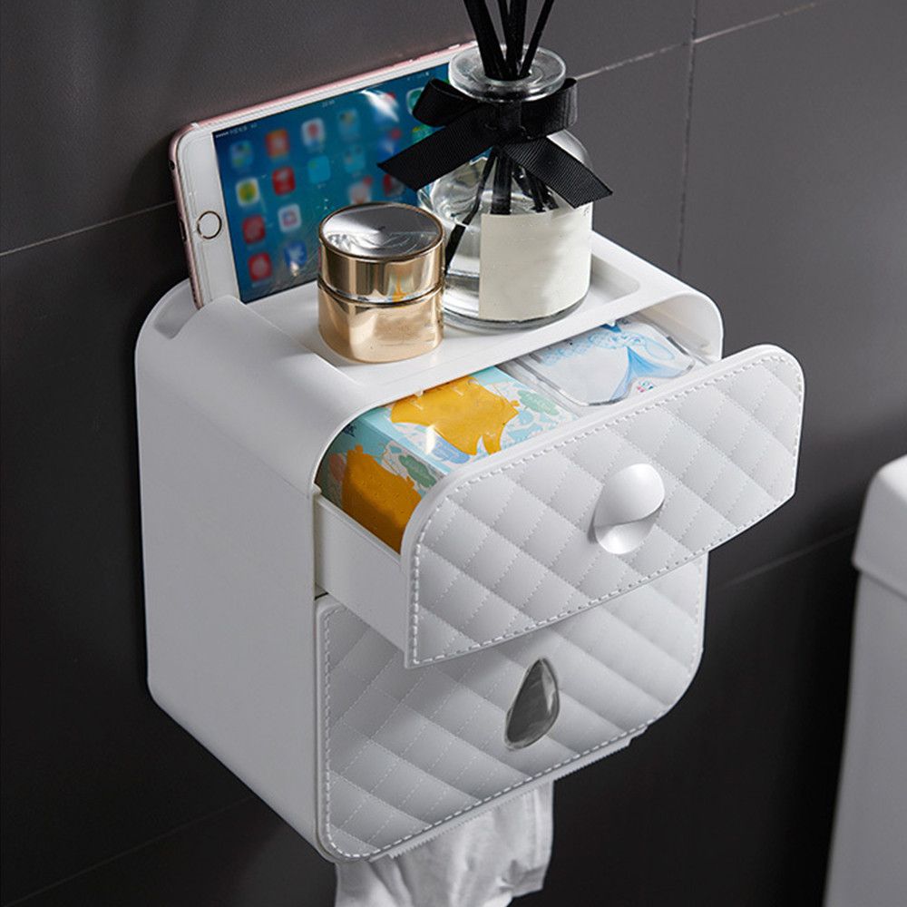 Водоустойчива поставка за тоалетна хартия с рафт и чекмедже - 2