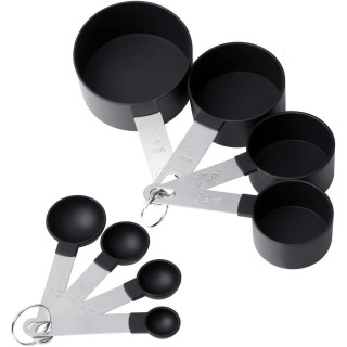 8бр. мерителни чашки и лъжички със стоманена дръжка - 1