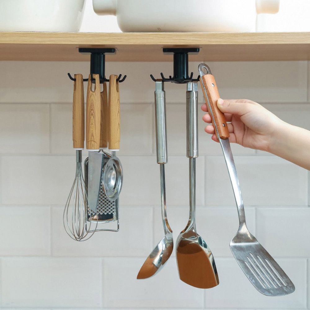 Въртяща се закачалка за кухненски прибори - самозалепваща - 1