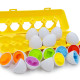 Комплект 12 бр. яйца с кутия - пъзел с различни форми и цветове
