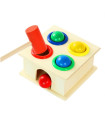 Класическа дървена за играчка за точност с цветни топчета и чукче