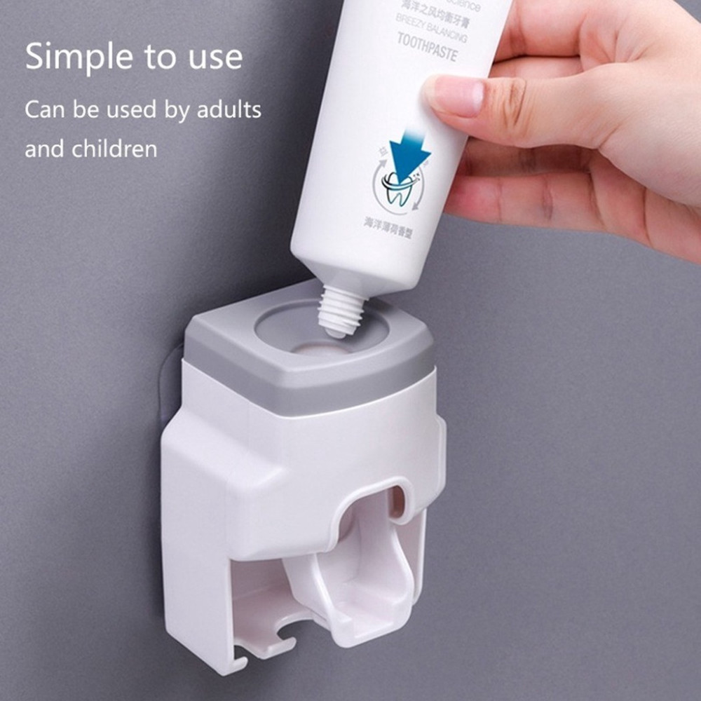 Малък автоматичен дозатор за паста за зъби с държач за 2 четки за зъби