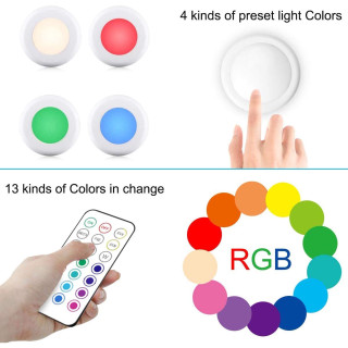 Комплект 3 броя многоцветни лед лампи с дистанционно - 13 цвята