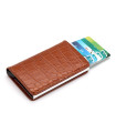 Портфейл за кредитни карти с RFID защита срещу кражба - крокодилска кожа кафяво