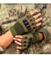 Тактически ръкавици без пръсти, подсилени с протектор - зелен цвят
