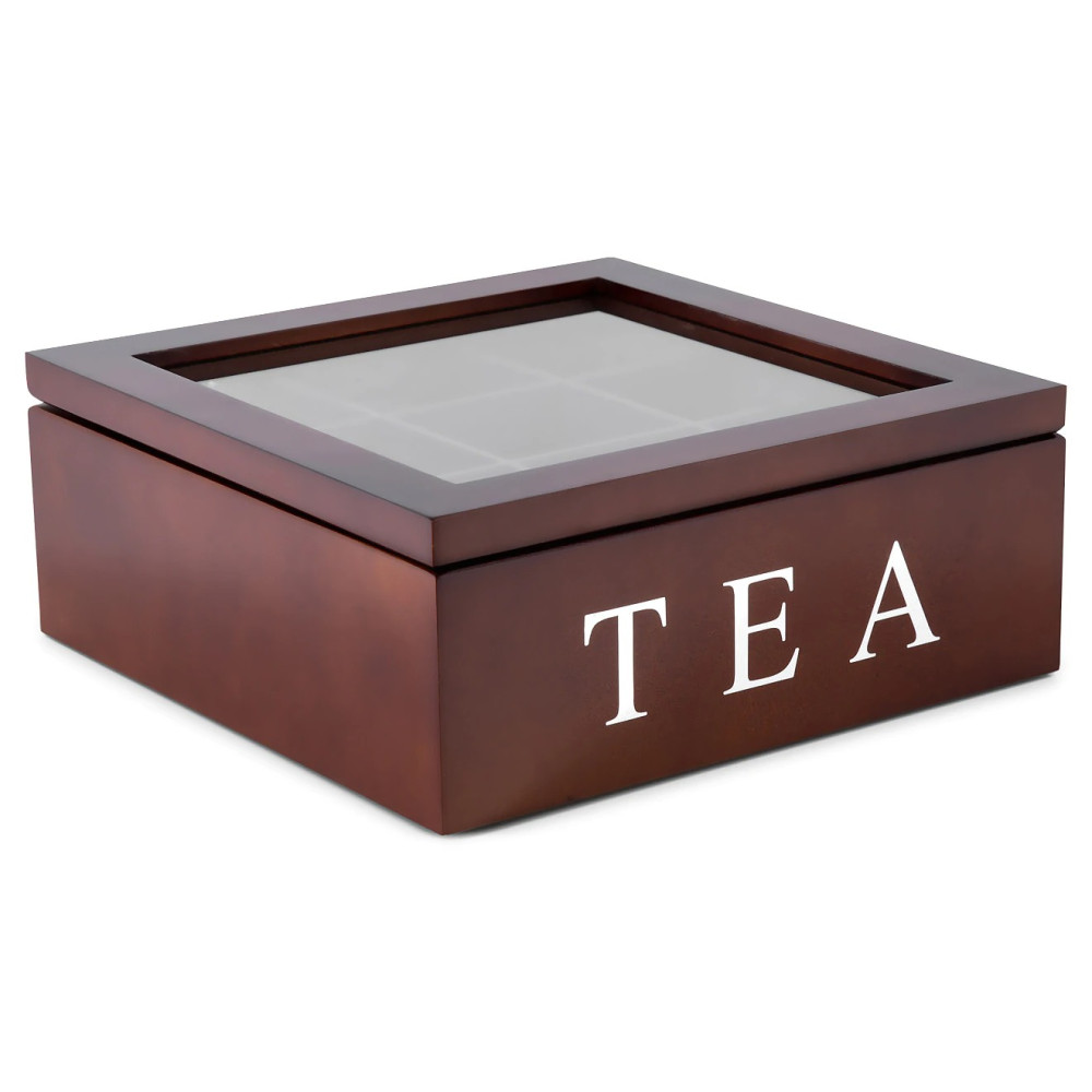 Дървена кутия за чай с 9 отделения - венге
