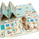 Детска термоустойчива постелка за пълзене и игра 160x180x1cm - Трафик + Джунгла