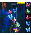 Цветни LED вятърни камбанки със соларен панел - Пеперуди