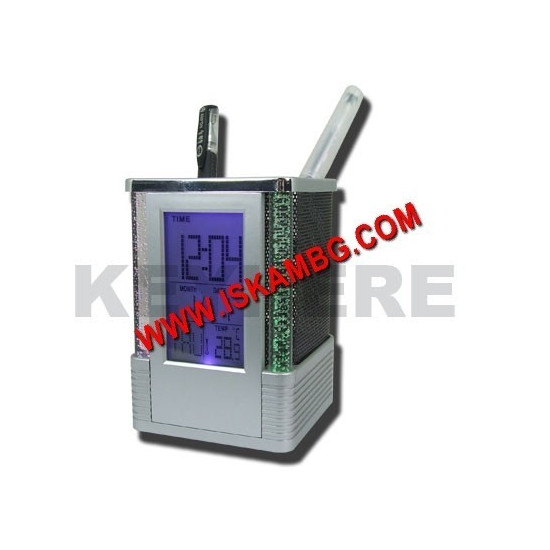 LCD часовник / термометър с моливник