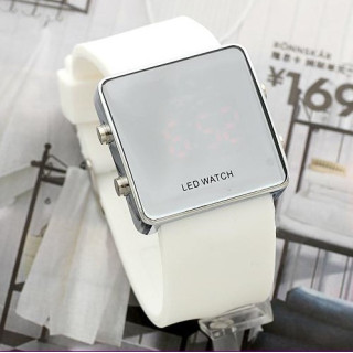 LED часовник адидас - бял огледален