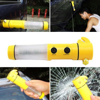 4в1 Фенер, Сигнална светлина, Нож за предпазния колан и Чук