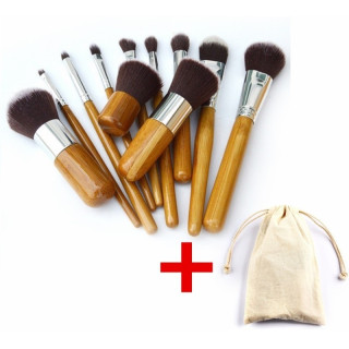 11бр. четки за грим с бамбукови дръжки  - код 1574