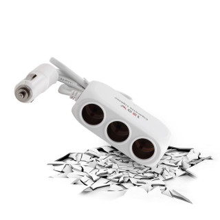 Троен разклонител за запалка с 2USB с кабел - модел D23 - 1