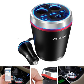 7 в 1 Волтметър, високоговорител, Bluetooth плейър, FM радио и разклонител за кола - 2