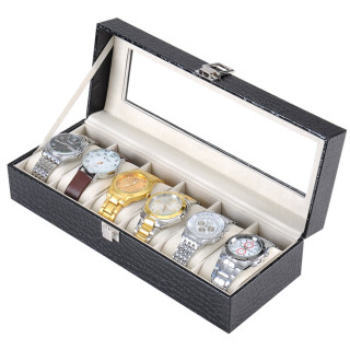 Кожена кутия за 6 часовника - крокодилска кожа - 1