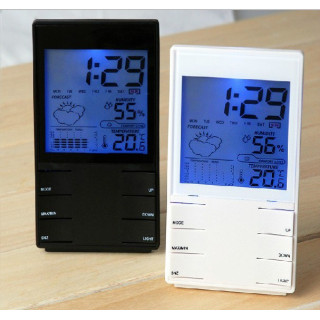 Настолен LCD дигитален часовник с термометър,влагомер и календар - 1