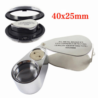 Сгъваема мини лупа 40х 25мм с осветление - 1
