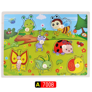 Дървени монтесори играчки за бебета, пъзел с животни