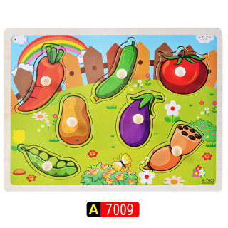 Обучителен дървен пъзел за развиване на сръчност и разпознаване на зеленчуците