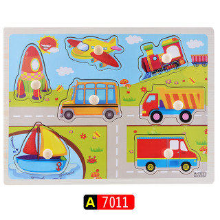 Образователни дървени пъзели с дръжки Превозни средства за деца над 1 год.