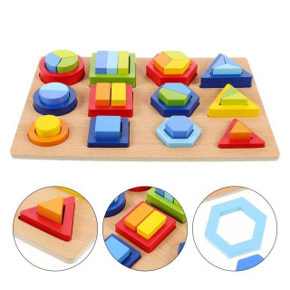 Голям 3D детски пъзел с геометрични фигури за подреждане и сортиране