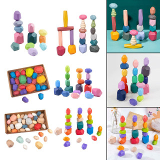 Детска игра с дървени камъни за баланс  - комплект от 21 и 36 бр.