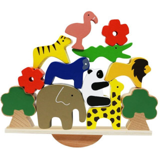 Дървени животни пъзел с балансираща везна дървена образователна игра