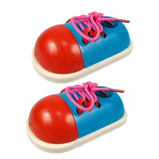 Комплект 2 броя дървени обувки с връзки