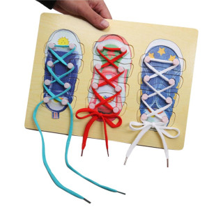 Образователна играчка дъска с 3бр. обувки за връзване връзки на обувки