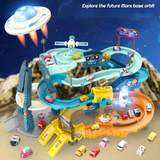 Детска играчка писта с колички "Космическа база"