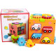Образователен дървен куб със сортер с превозни средства и животни