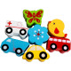 Образователен дървен куб със сортер с превозни средства и животни