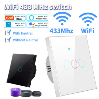 Смарт ключ за осветление с WiFi и тъч бутони - с нула или без нула