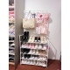 Етажерка за обувки на 5 реда със закачалки - 60x171x25см БЯЛ цвят