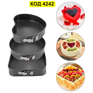 Форма за торта с падащо дъно - комплект 3 броя