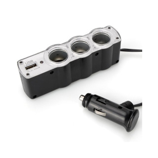 Разклонител за запалка на кола + USB - 1
