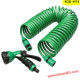 Спираловиден градински маркуч 15 метра + пистолет за поливане с 5 функции